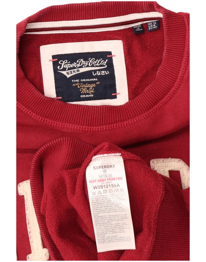 SUPERDRY Übergroßer Grafik-Sweatshirtpullover für Damen, UK 12, mittleres Burgunderrot