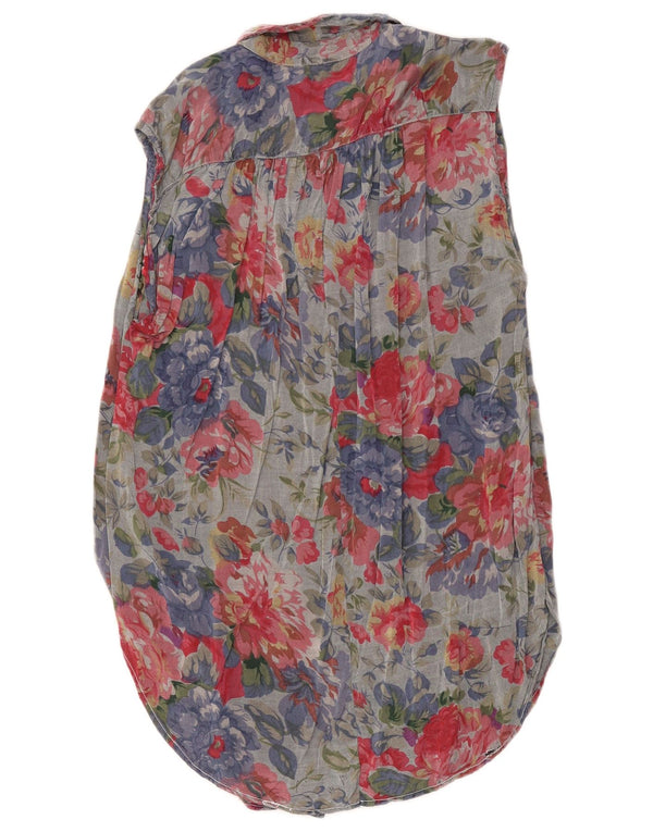 Vintage Damen Ärmelloses Hemdkleid IT 40/42 Kleines mehrfarbiges Blumenmuster