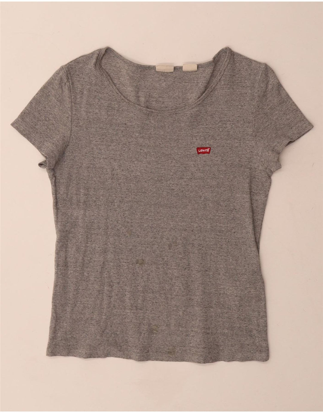 Levi's Damen-T-Shirt-Oberteil UK 12 Mittelgrau gefleckte Baumwolle