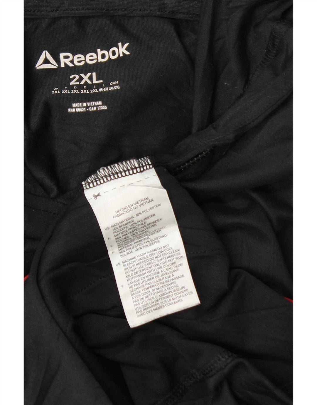 Reebok Herren Graphic Hoodie Pullover 2XL Schwarz Colourblock Polyester