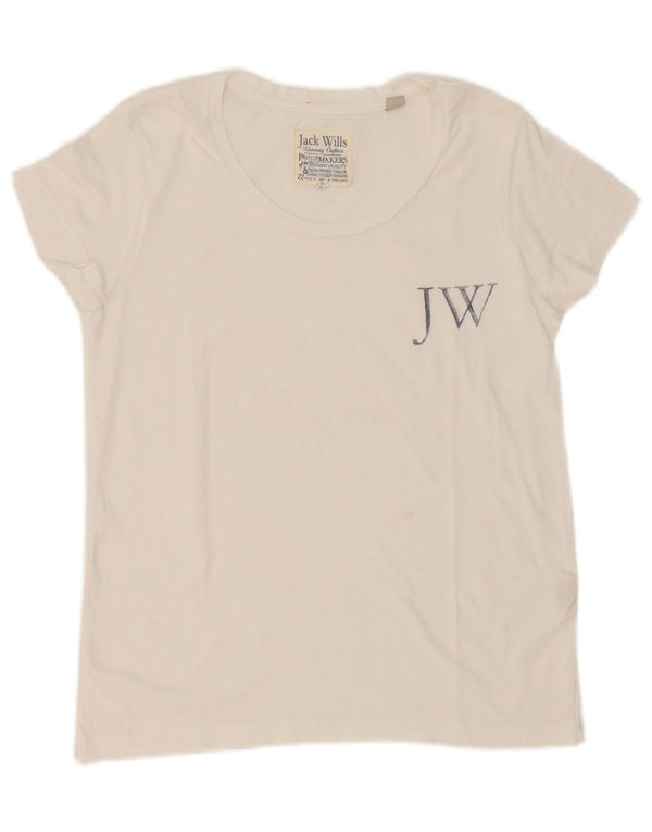 Jack Wills Womens Graphic T-Shirt Top UK 6 XS White Cotton