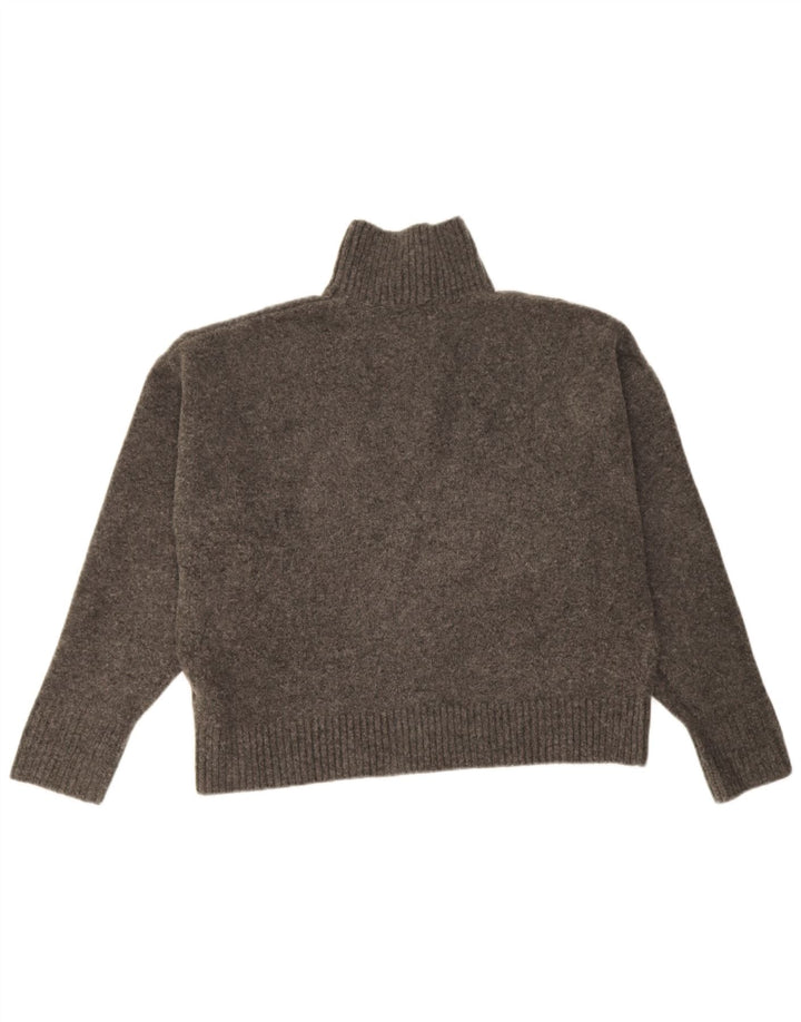 Zara Damen-Pullover mit Rollkragen, übergroß, Gr. 14, Mittelgrau meliert