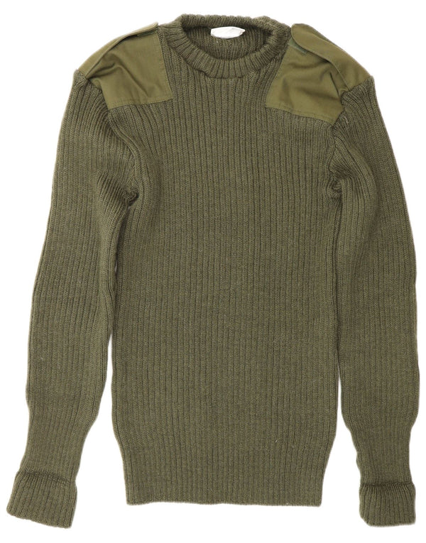 VINTAGE Herren-Pullover im Militär-Stil mit Rundhalsausschnitt, Größe L, Khaki