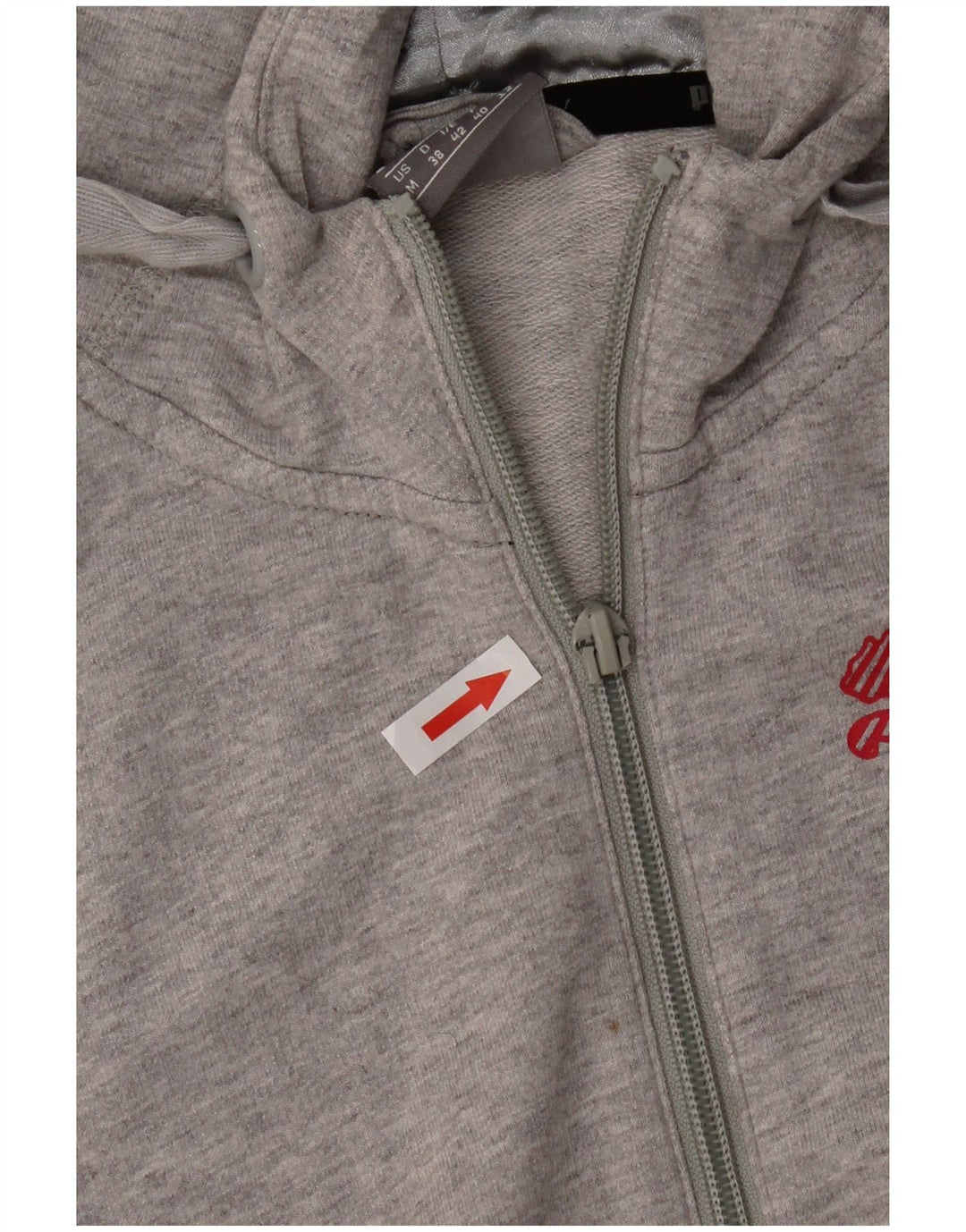 Puma Damen Zip Hoodie Pullover UK 12 Mittelgraue Baumwolle