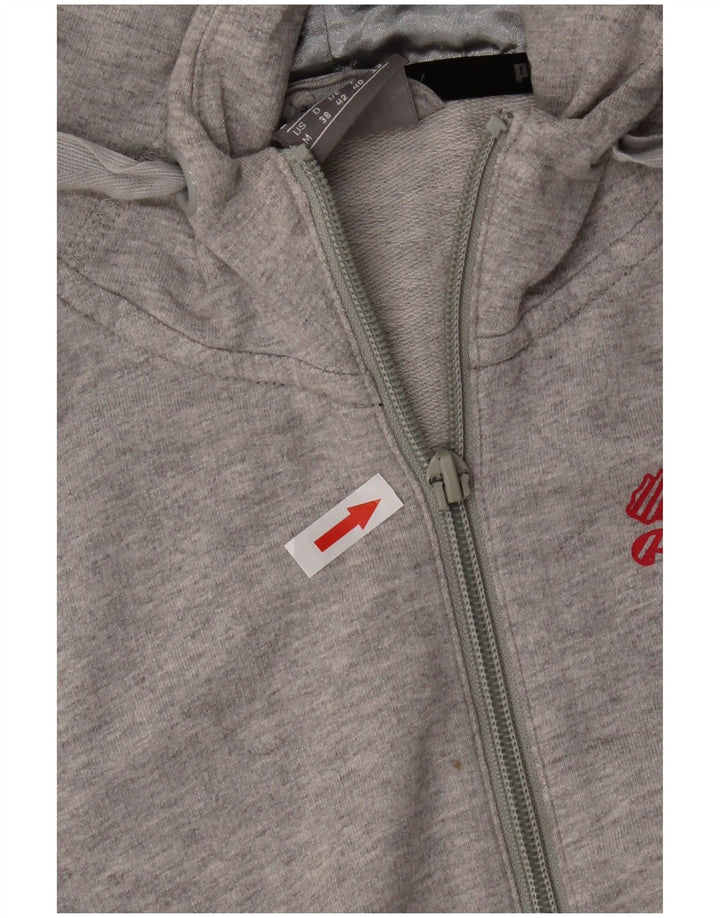 Puma Damen Zip Hoodie Pullover UK 12 Mittelgraue Baumwolle