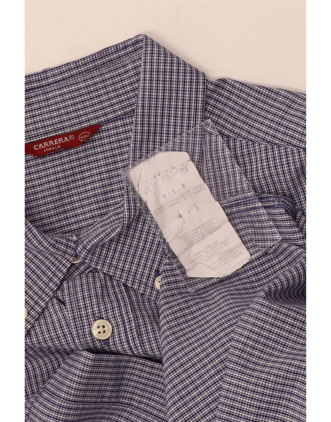 Carrera Herrenhemd 2XL Blau kariert Baumwolle