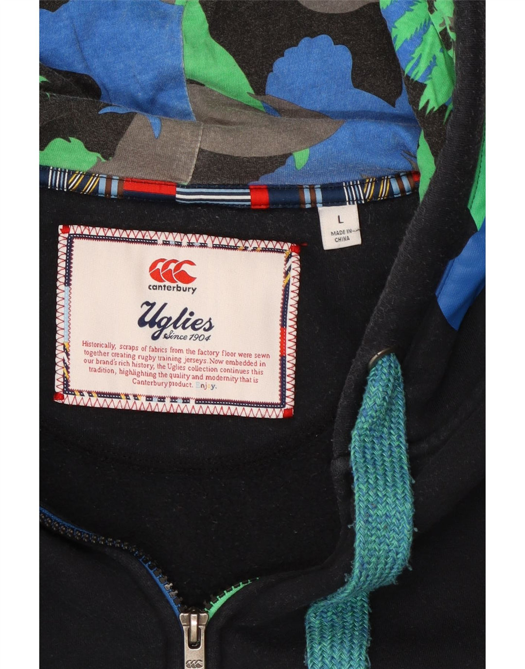 Canterbury Herren-Kapuzenpullover mit Reißverschluss, groß, schwarze Tarnung