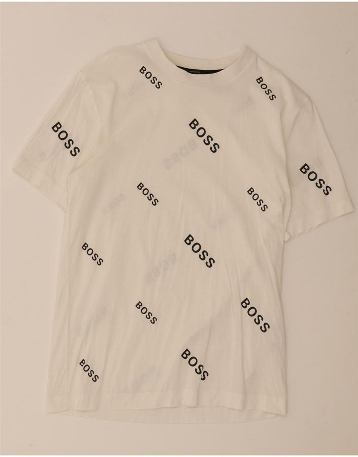 Hugo Boss Herren-T-Shirt mit Grafik, Größe S, weiße Baumwolle