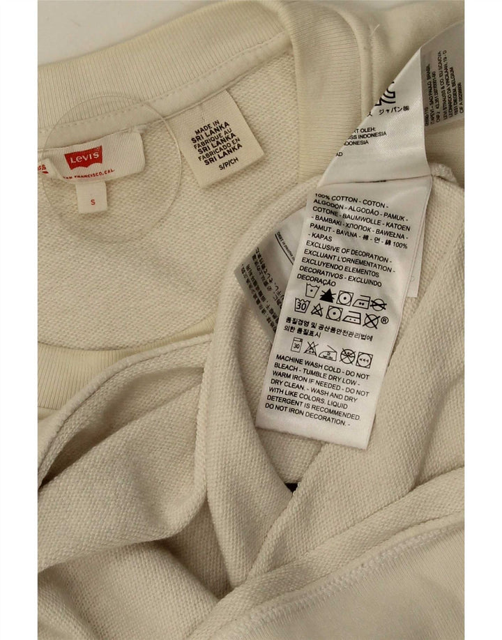 Levi's Damen-Sweatshirt in Übergröße mit Grafik, UK 10, Größe S, weiße Baumwolle