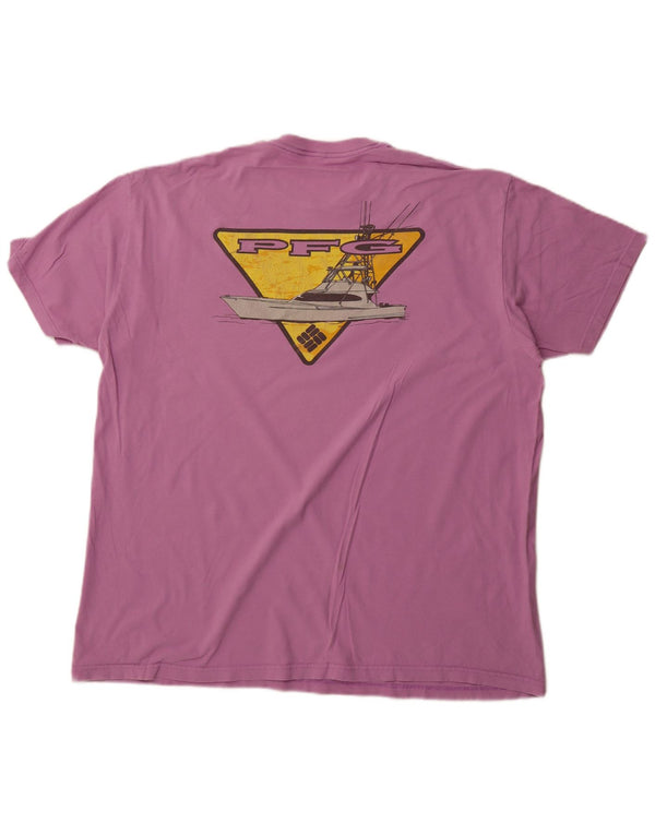 COLUMBIA Herren Grafik T-Shirt Top 2XL Lila Baumwolle