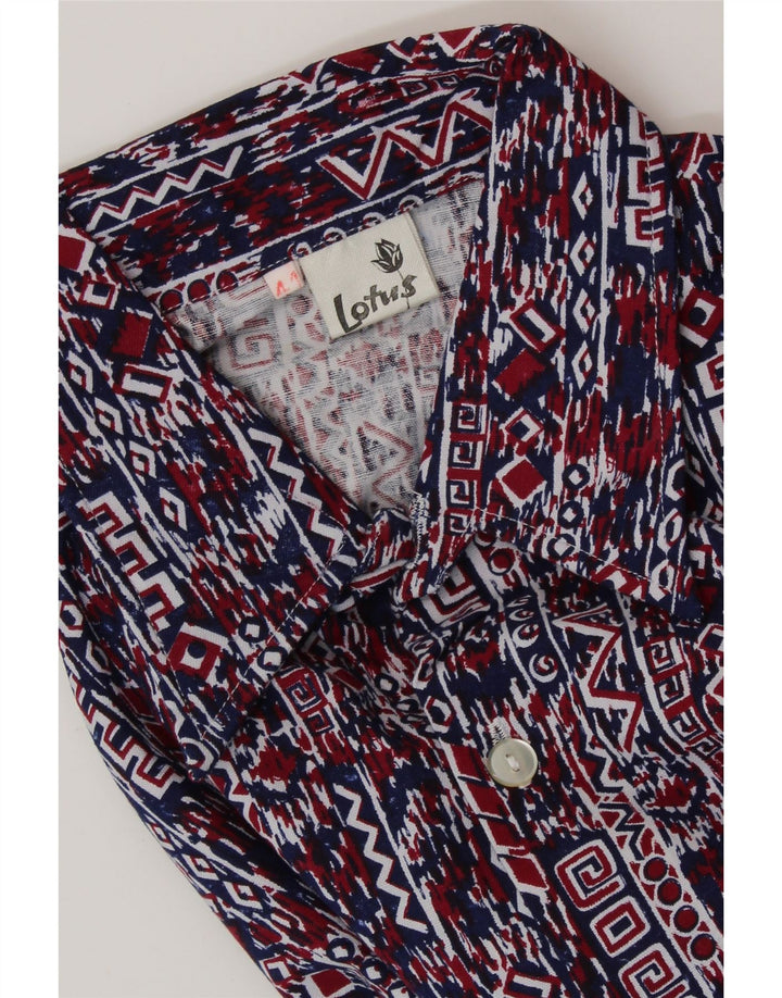 VINTAGE Herrenhemd Größe 41 Groß Marineblau Geometrisch