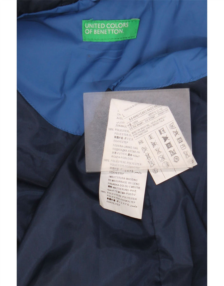 Benetton Wattierte Weste für Jungen mit Kapuze, 11–12 Jahre, groß, blaues Polyester