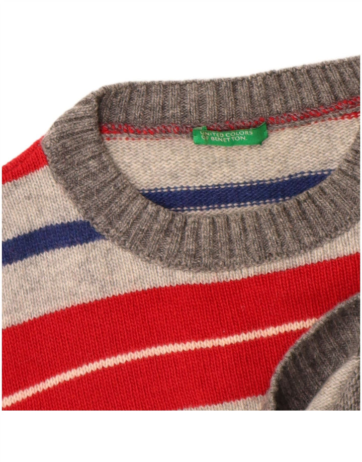 Benetton Jungen-Pullover mit Rundhalsausschnitt, 11–12 Jahre, mehrfarbig gestreift