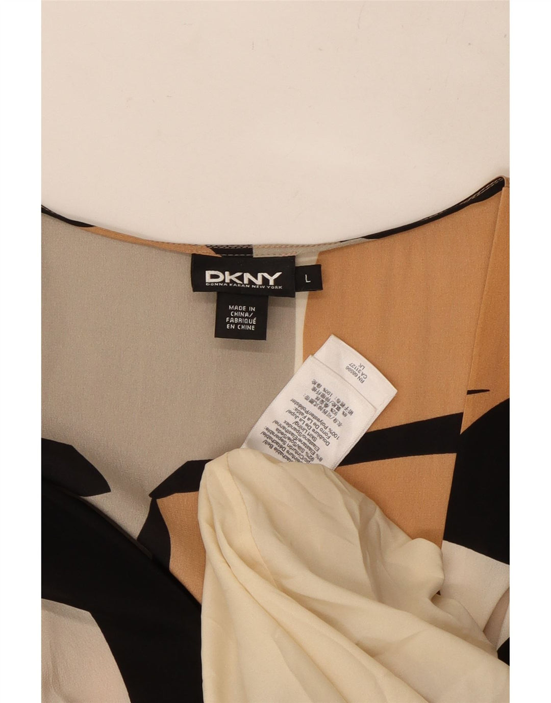 DKNY Damen-Etuikleid mit 3/4-Ärmeln, Größe 40, mehrfarbig, geometrisch
