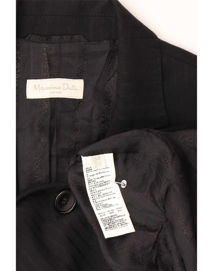 Massimo Dutti Damen 2-Knopf-Blazerjacke EU 38 Kleine schwarze Nadelstreifen