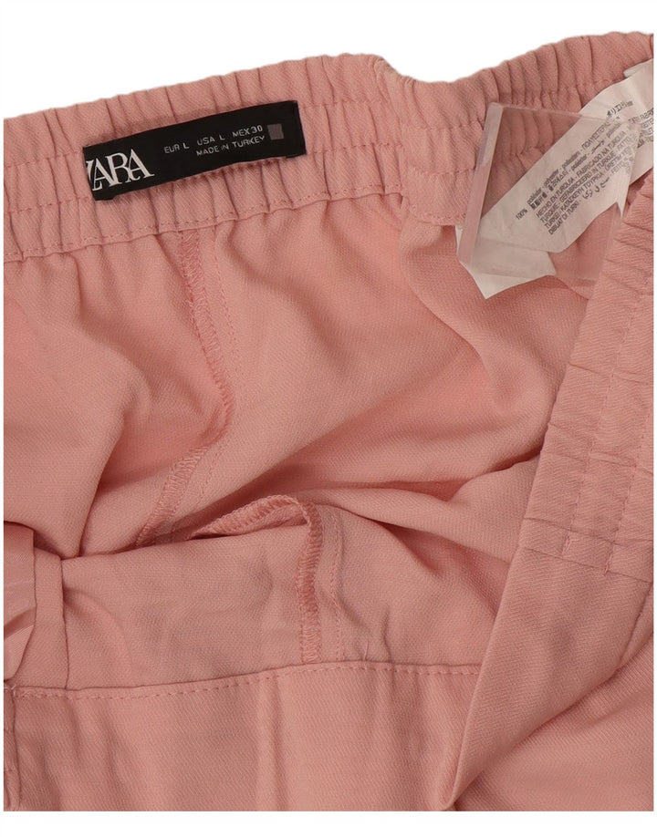 Gerade Freizeithose für Damen von Zara, Größe L, W30, L26, Rosa, Polyester