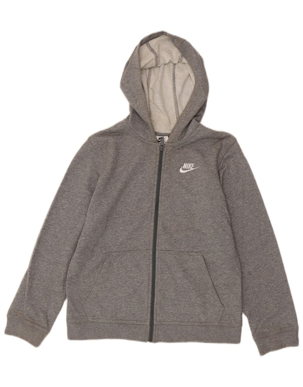 Nike Jungen-Kapuzenpullover mit Reißverschluss, 12–13 Jahre, groß, grau gefleckte Baumwolle