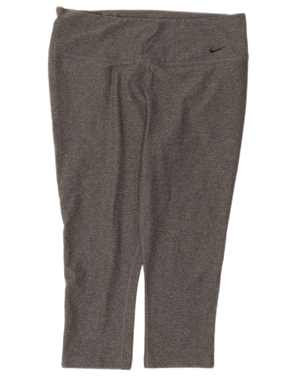 Nike Damen Dri Fit Capri Leggings UK 16 Large Grau Polyester