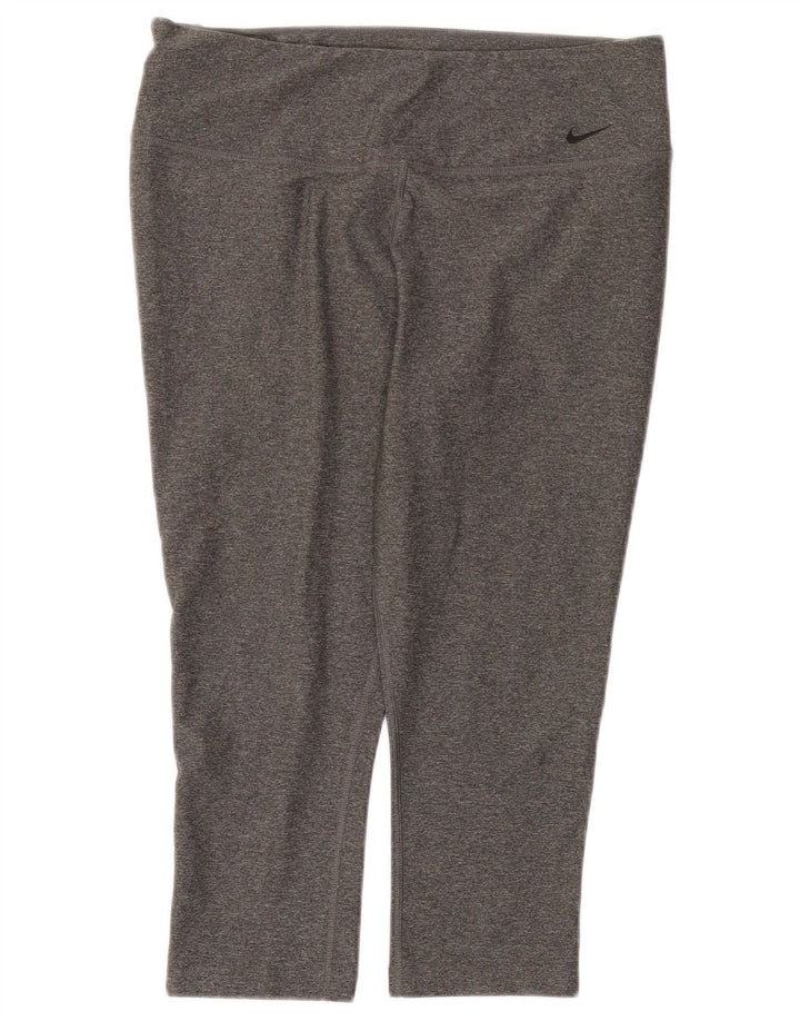 Nike Damen Dri Fit Capri Leggings UK 16 Large Grau Polyester