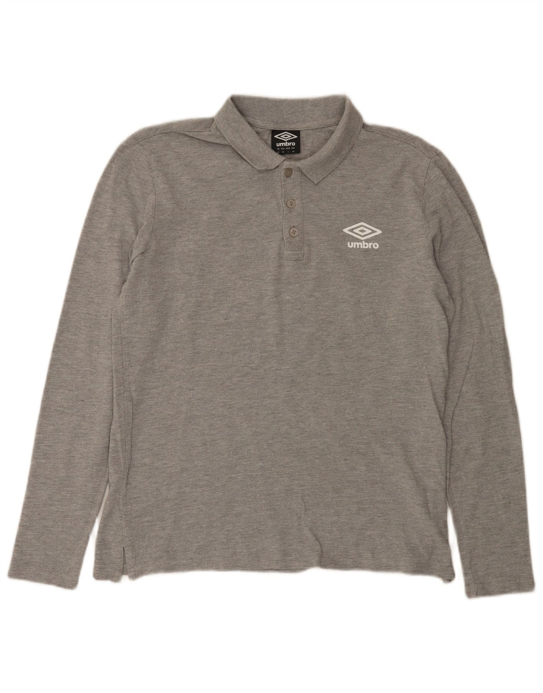 UMBRO Herren-Langarm-Poloshirt aus mittelgrauer Baumwolle