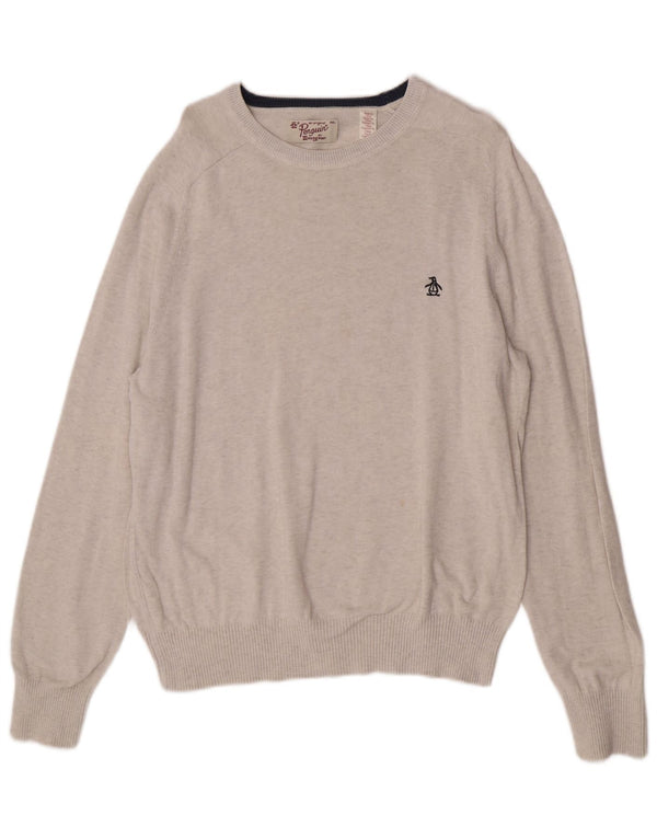 Penguin Herren-Pullover mit U-Boot-Ausschnitt, 2XL, graue Baumwolle