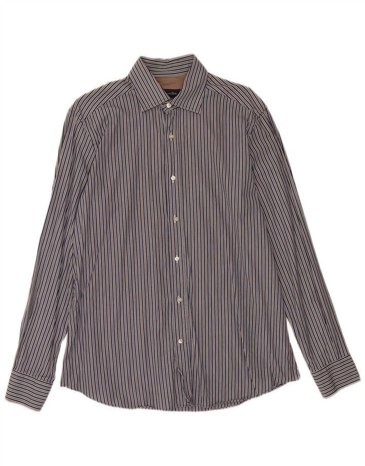 Massimo Dutti Herrenhemd, groß, blau gestreift, Baumwolle