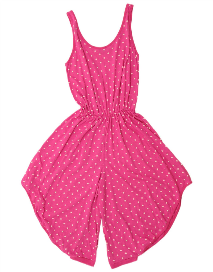 Vintage Damen Ärmelloser Playsuit IT 46 Große rosa gefleckte Baumwolle