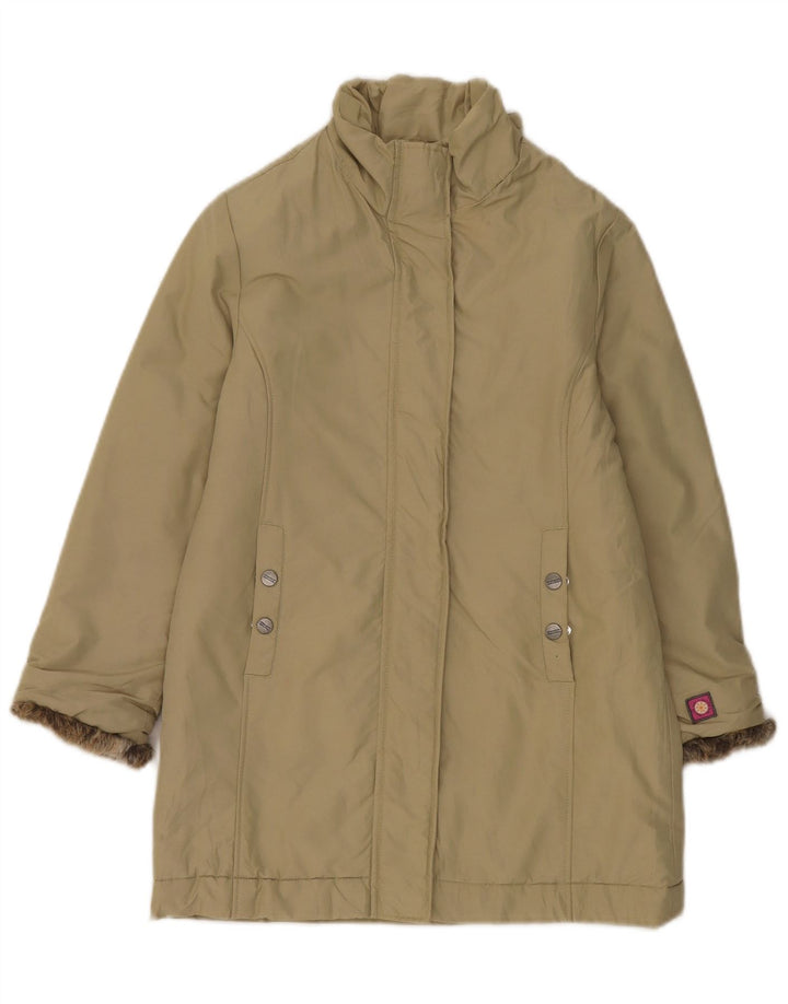 Invicta Damen 3/4-Ärmel gepolsterte Jacke UK 8 Small Beige Baumwolle
