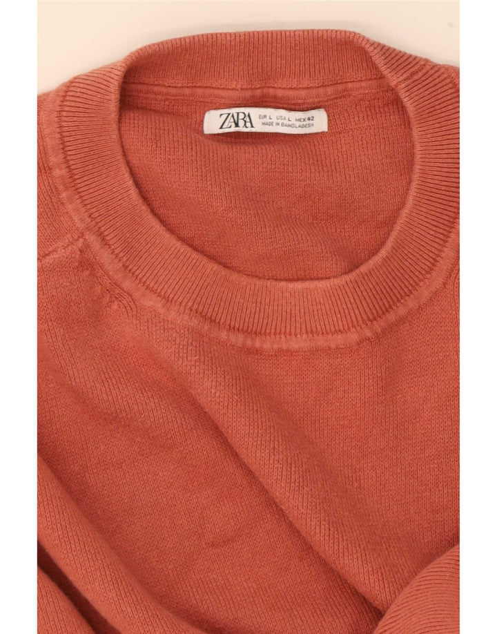 Zara Herren-Pullover mit Rundhalsausschnitt, Größe L, Rot