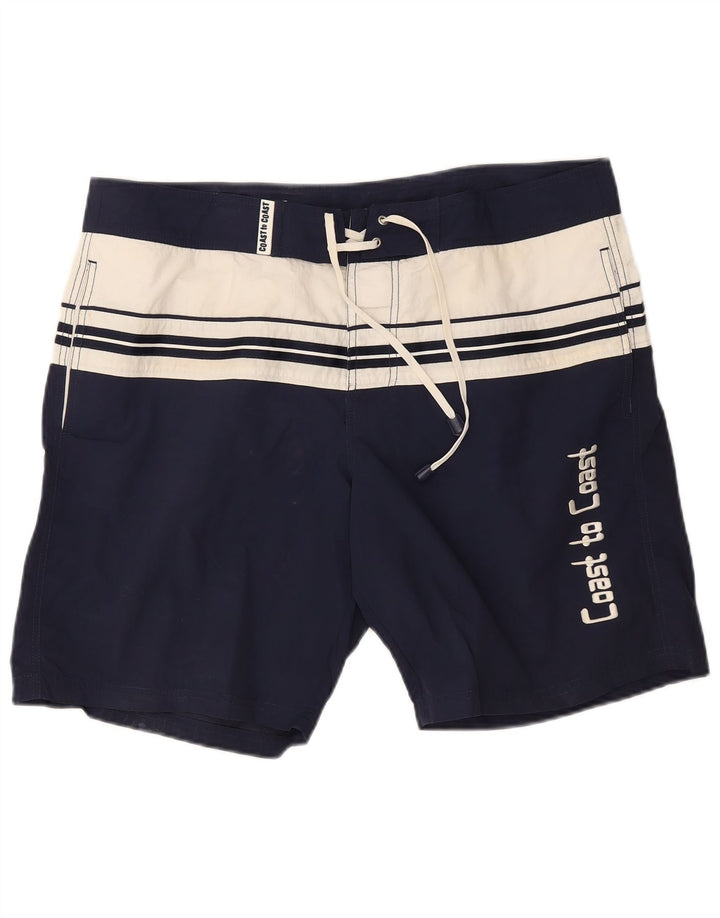 Coast Herren-Badeshorts mit Grafik, XL, Marineblau, Colourblock-Polyamid