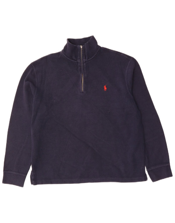 Polo Ralph Lauren Herren-Pullover mit Reißverschluss am Hals, mittelmarineblaue Baumwolle