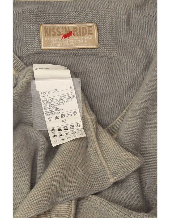 Playlife Herren-Pullover mit V-Ausschnitt, große graue Wolle