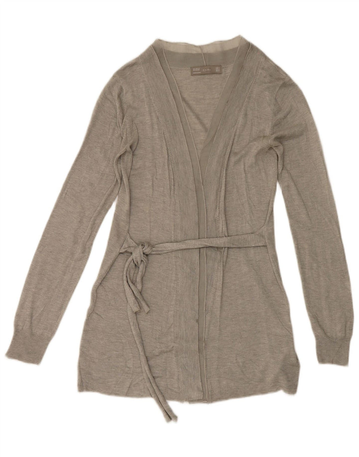 Zara Damen-Cardigan-Pullover UK 12 Mittelgraues Acryl
