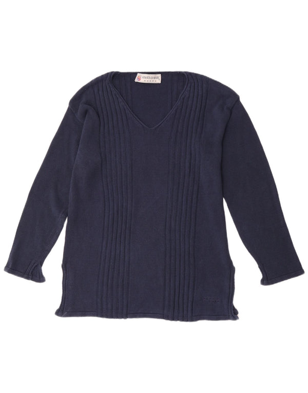 Armata Di Mare Damen Pullover mit V-Ausschnitt IT 46 Große marineblaue Baumwolle