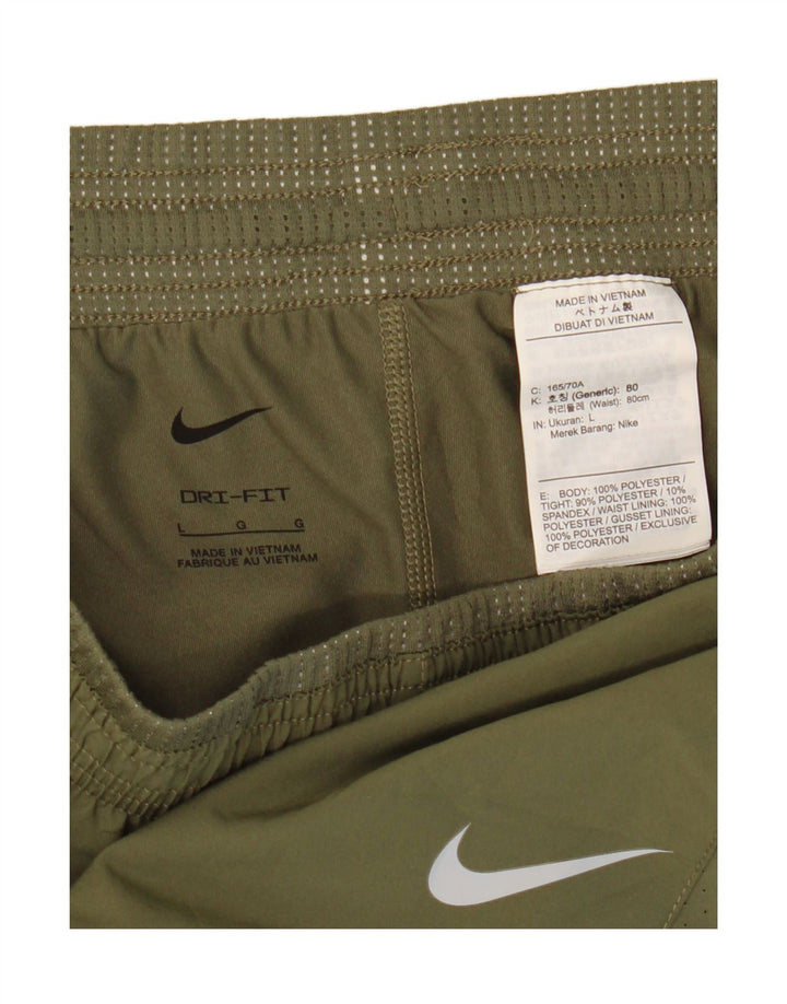 Nike Damen Dri Fit Sport Shorts UK 14 Large Khaki Polyester