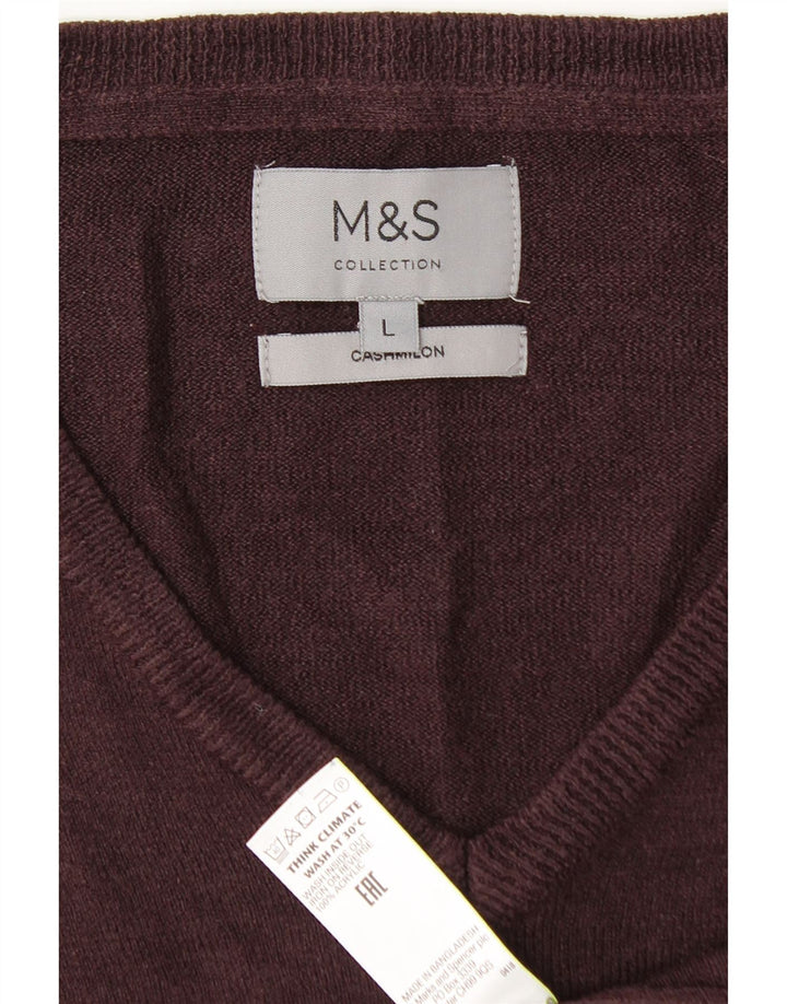 Marks & Spencer Herren-Pullover mit V-Ausschnitt, groß, burgunderfarbenes Acryl