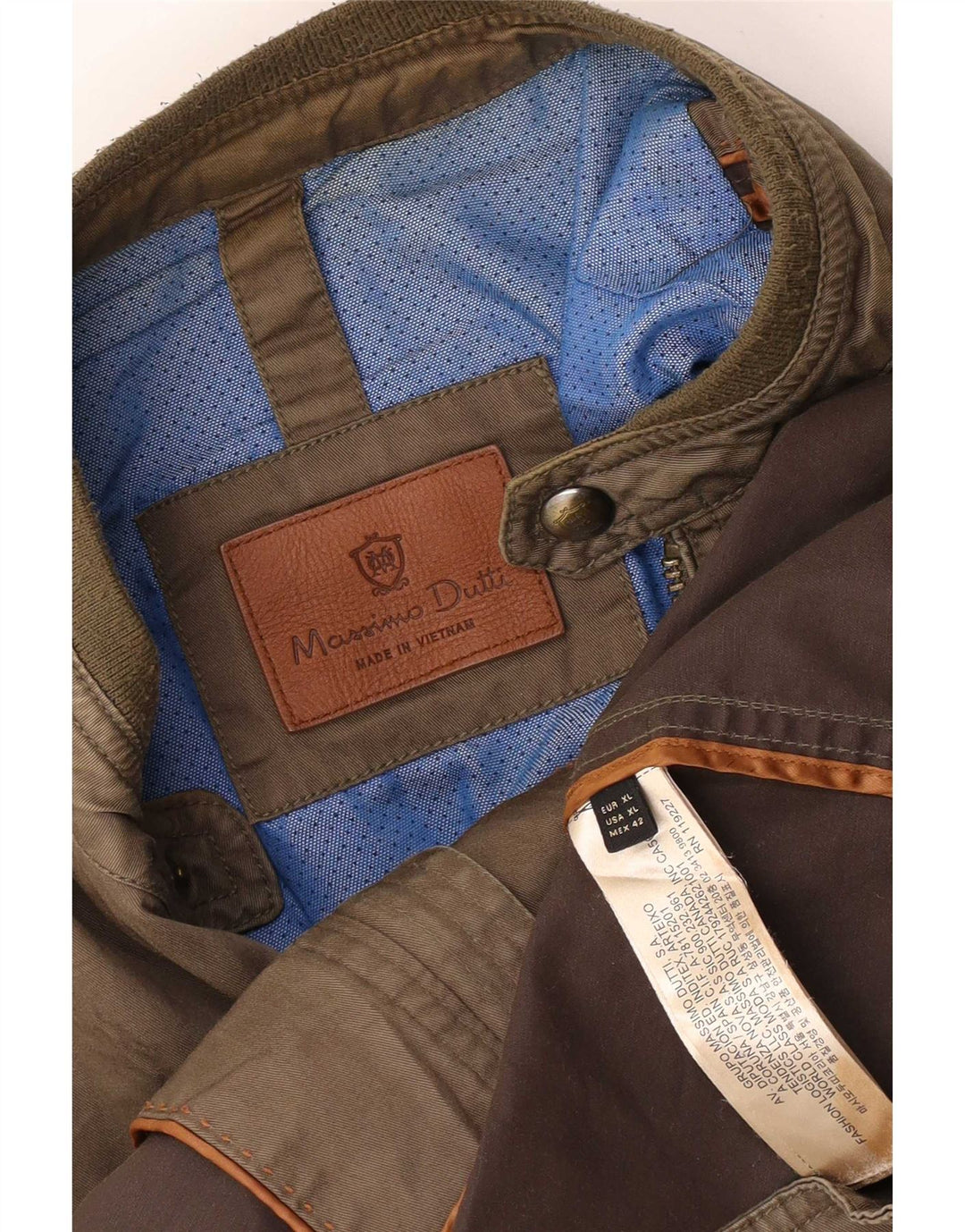 Massimo Dutti Herren Utility Jacke UK 42 XL Khaki Baumwolle