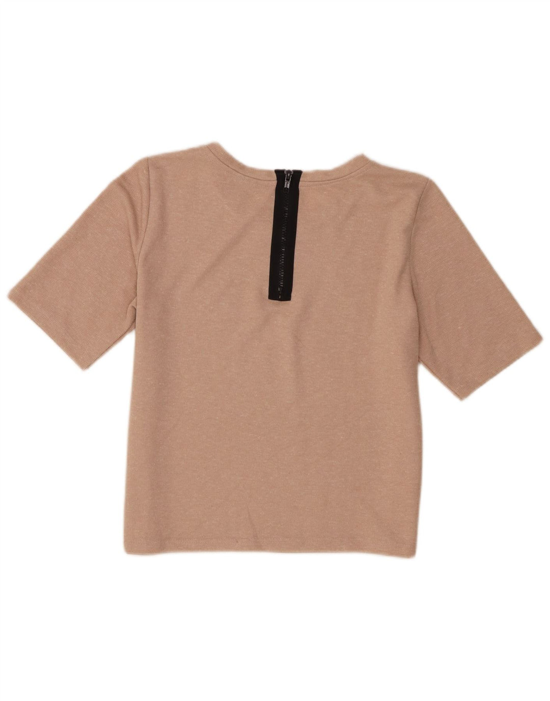 Topshop Damen Crop T-Shirt Top UK 10 Small Beige Polyester