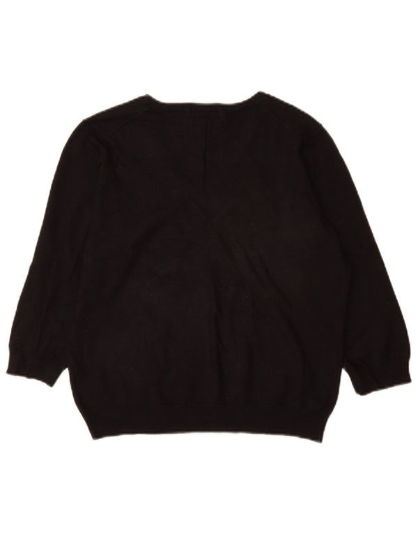 Marks & Spencer Damen-Pullover mit 3/4-Ärmeln und V-Ausschnitt, Gr. 18, XL, Schwarz