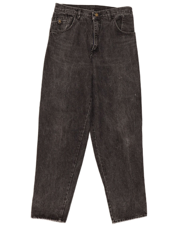 Vintage Damen High Waist Tapered Jeans EU 44 XL W34 L33 Schwarze Baumwolle