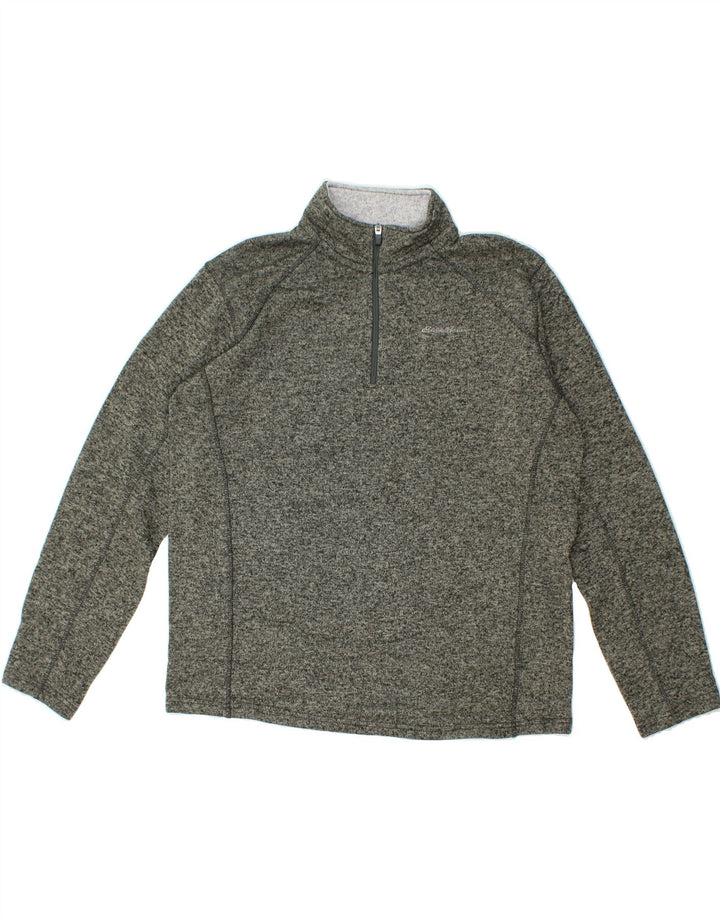 EDDIE BAUER Mens Zip Neck Sweatshirt Jumper XL Grey Polyester Vintage Eddie Bauer and Second-Hand Eddie Bauer from Messina Hembry 