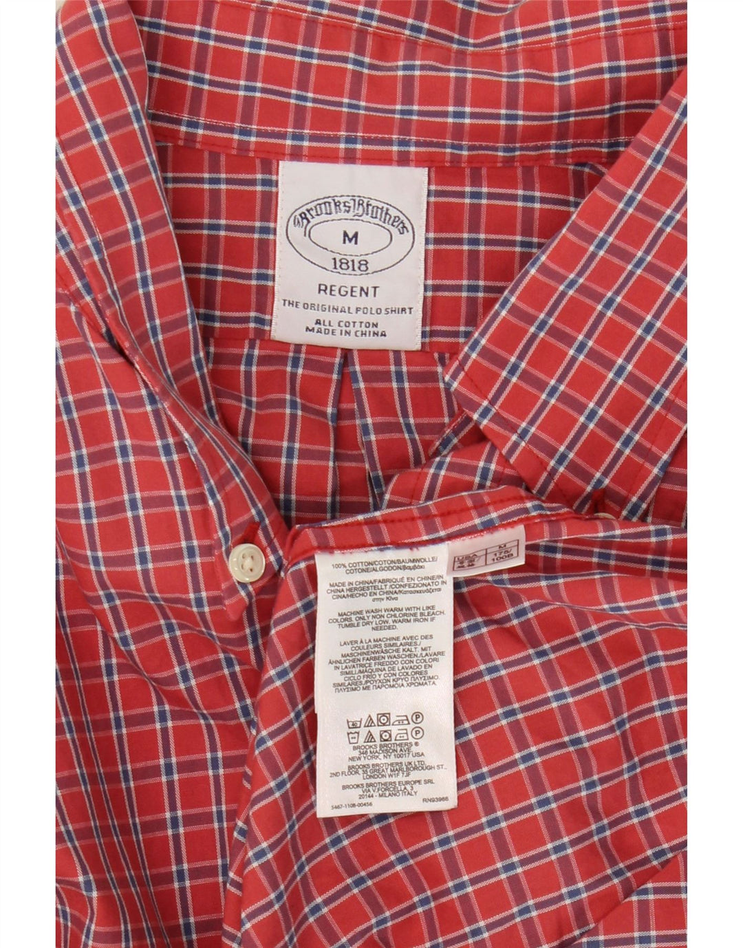 Brooks Brothers Herren-Regent-Hemd, mittelrot, kariert, Baumwolle