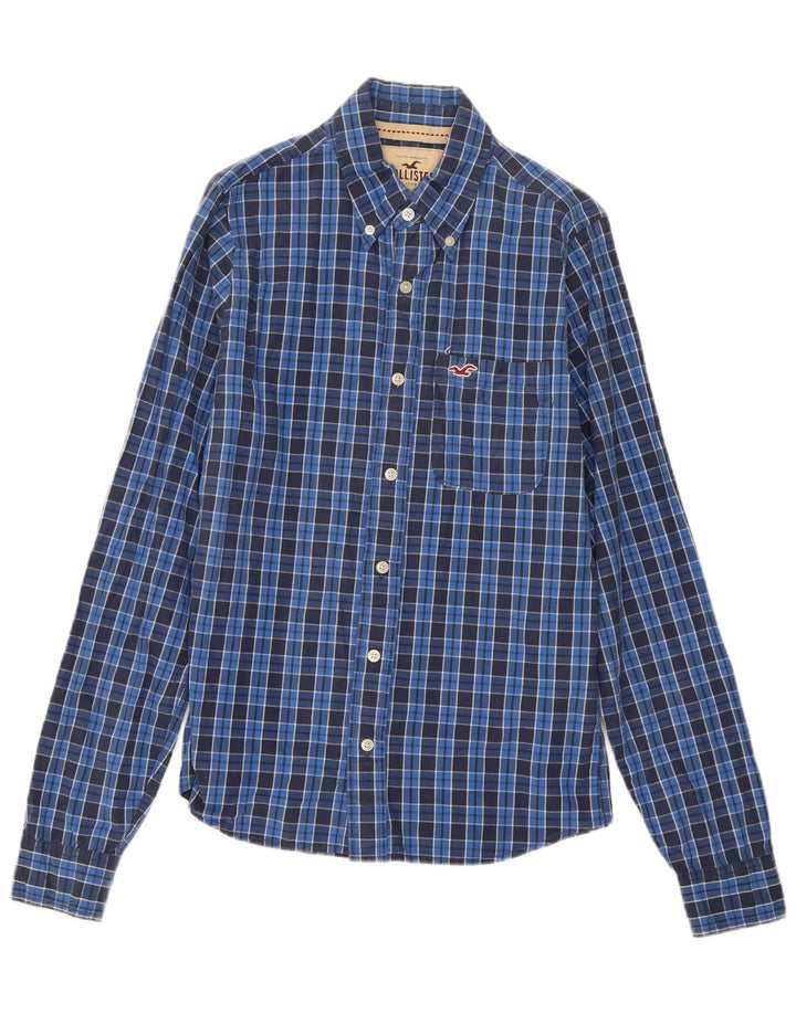 Hollister Herrenhemd aus mittelblau karierter Baumwolle