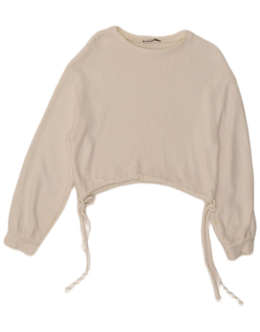 Zara Damen Crop Sweatshirt Pullover UK 10 Small Weiß