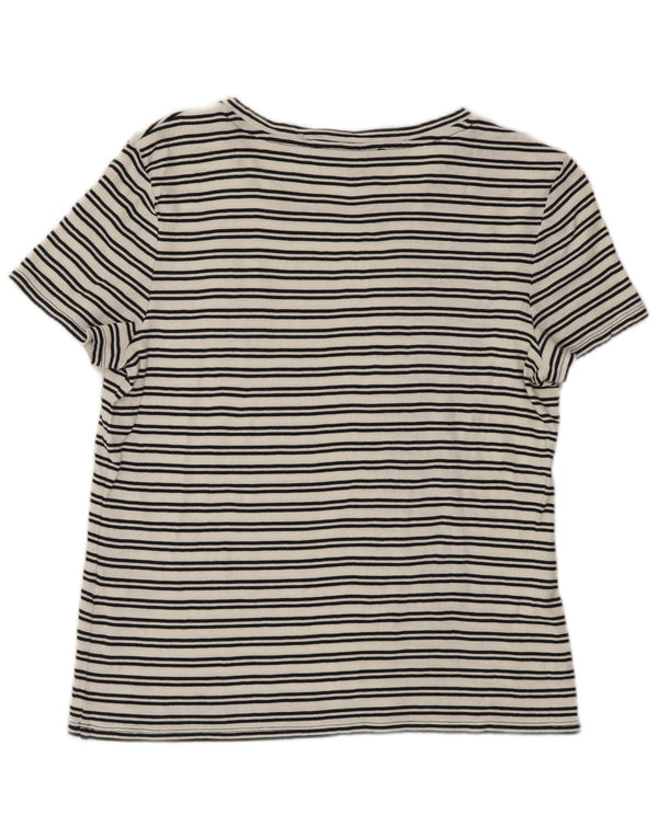 Tommy Hilfiger Damen T-Shirt Top UK 14 Große weiß gestreifte Baumwolle