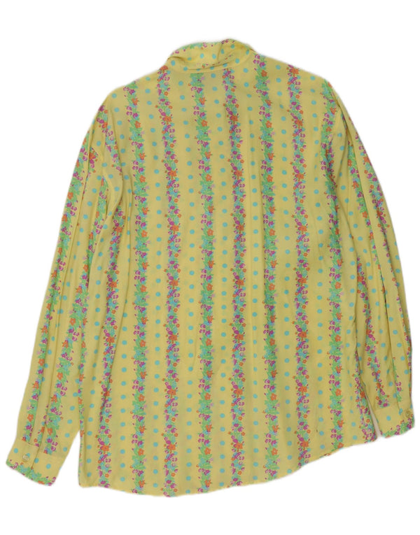 Stefanel Damenhemd UK 16 Großes gelbes Blumen-Rayon