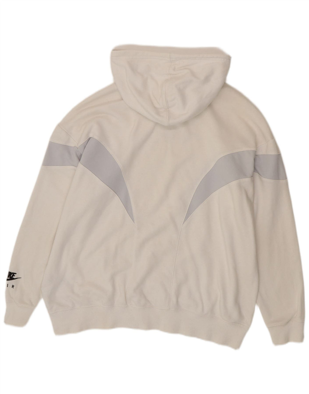 NIKE Womens Air Oversized Hoodie Pullover UK 14 Medium Off White Colourblock