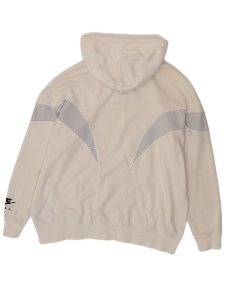 NIKE Womens Air Oversized Hoodie Pullover UK 14 Medium Off White Colourblock