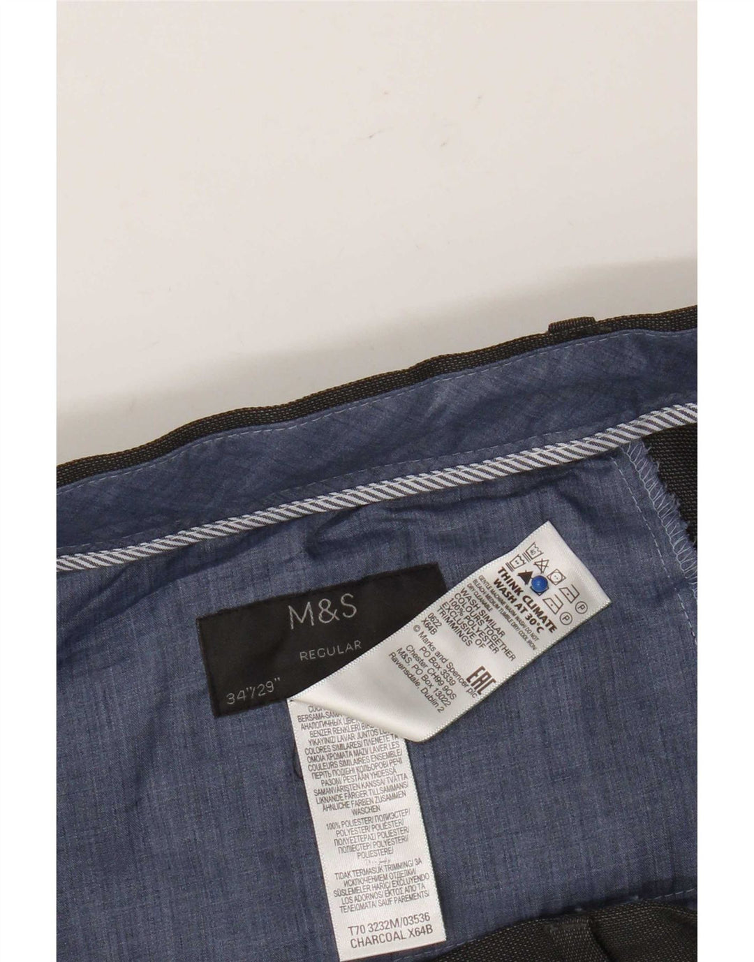 Marks & Spencer Herren-Anzughose, normal, W34, L29, Grau, Polyester