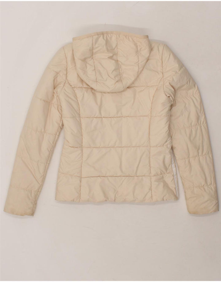 ADIDAS Womens Hooded Padded Jacket UK 8 Small  Beige Nylon Vintage Adidas and Second-Hand Adidas from Messina Hembry 